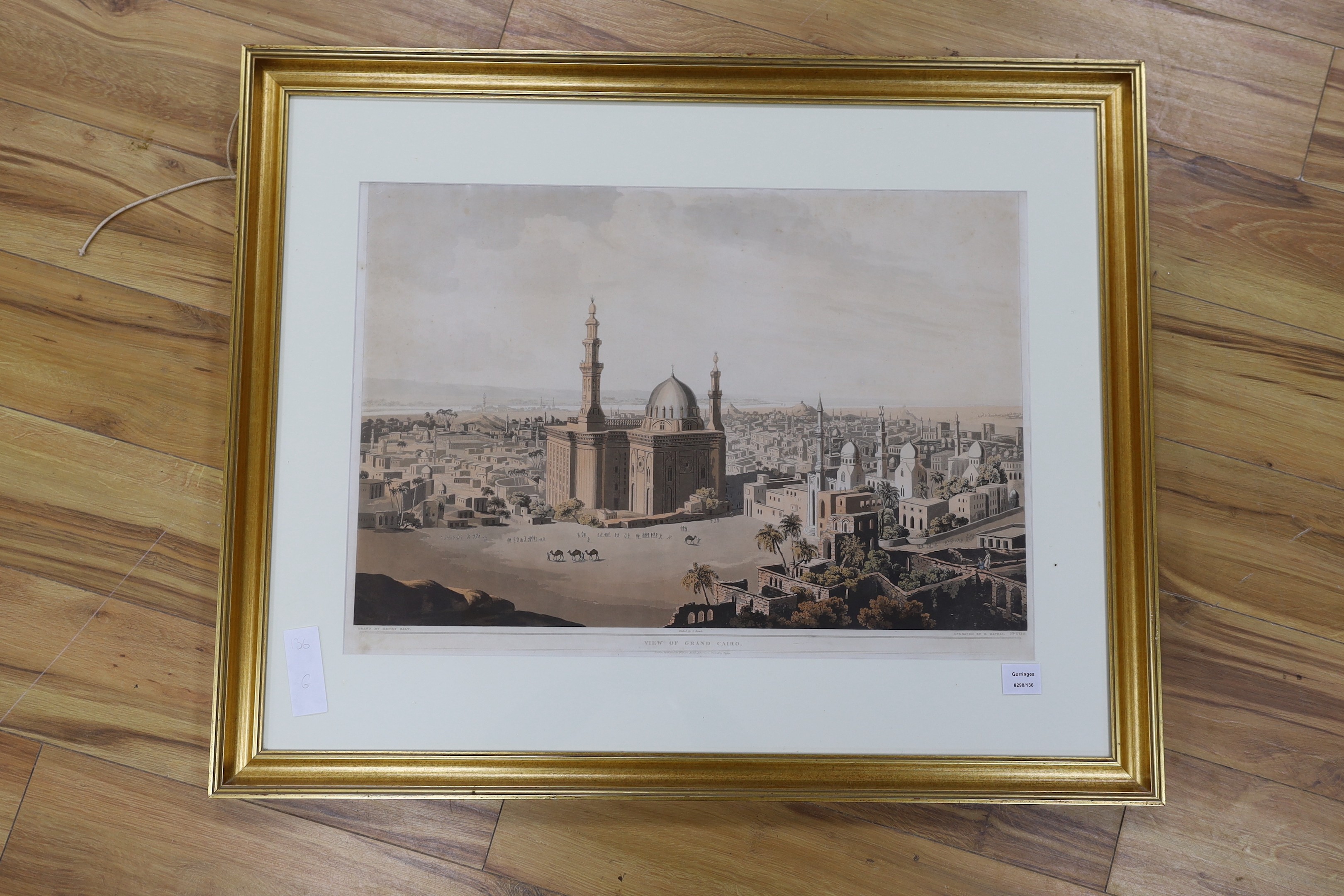 Havell after Henry Salt, coloured aquatint, 'View of Grand Cairo', visible sheet 50 x 72cm